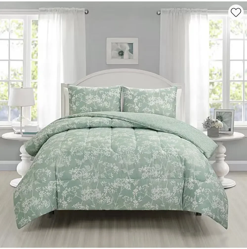 NEW! Richmond Park Drea 3PC Floral Reversible Midweight Comforter Set Full/Queen